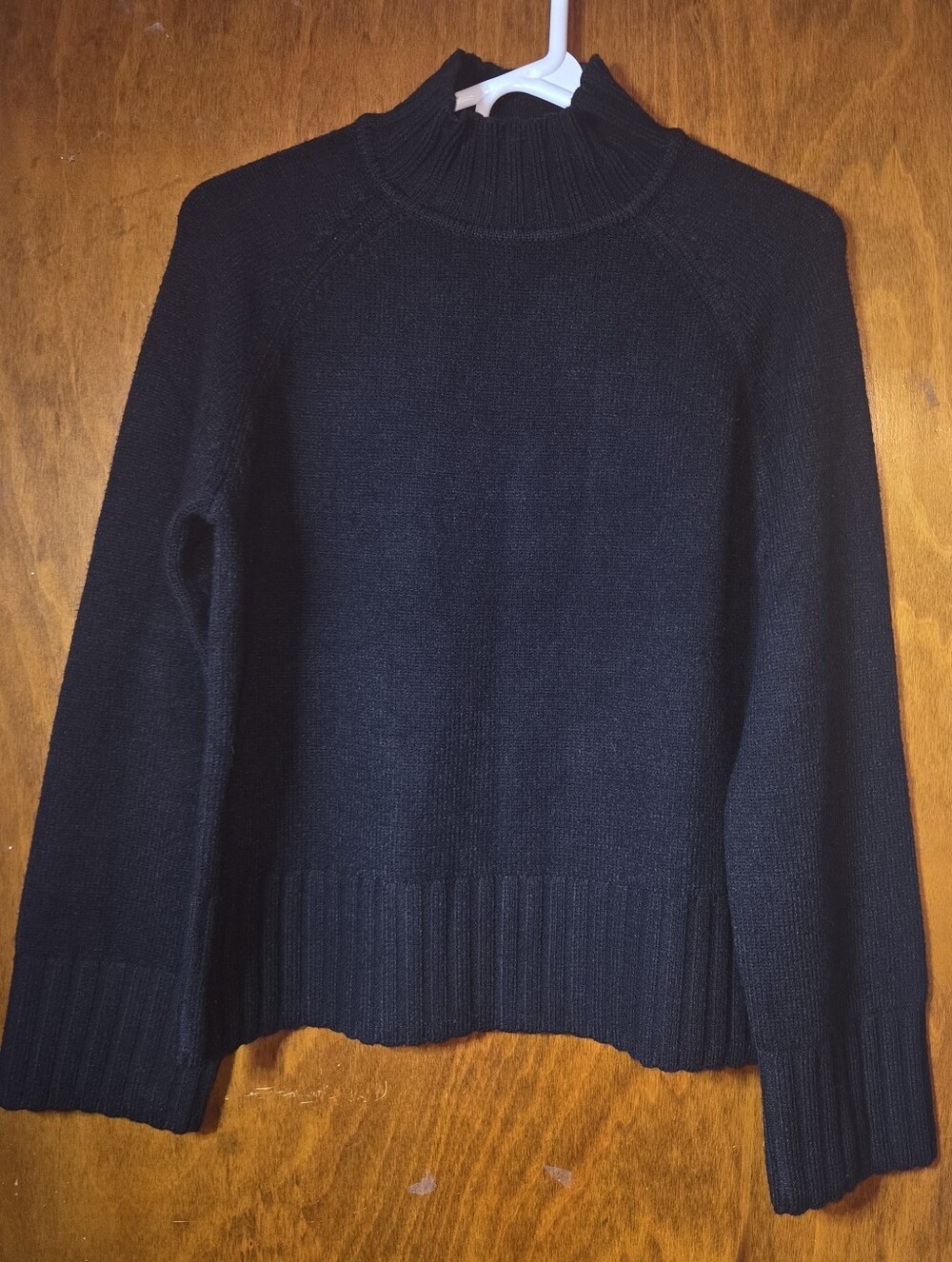 NWT Philosophy Black Mock Neck Sweater Raglan Long Sleeve Wide Ribbed Knit XS